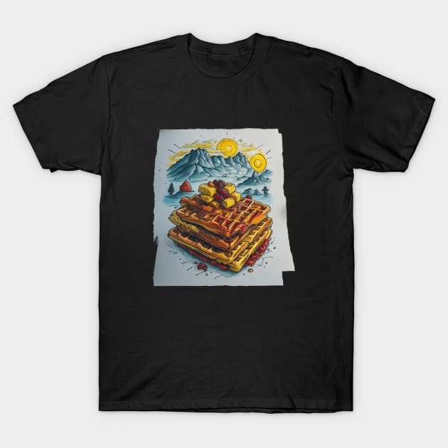 Waffles Mountain Art Vogue Since Established T-Shirt by Flowering Away